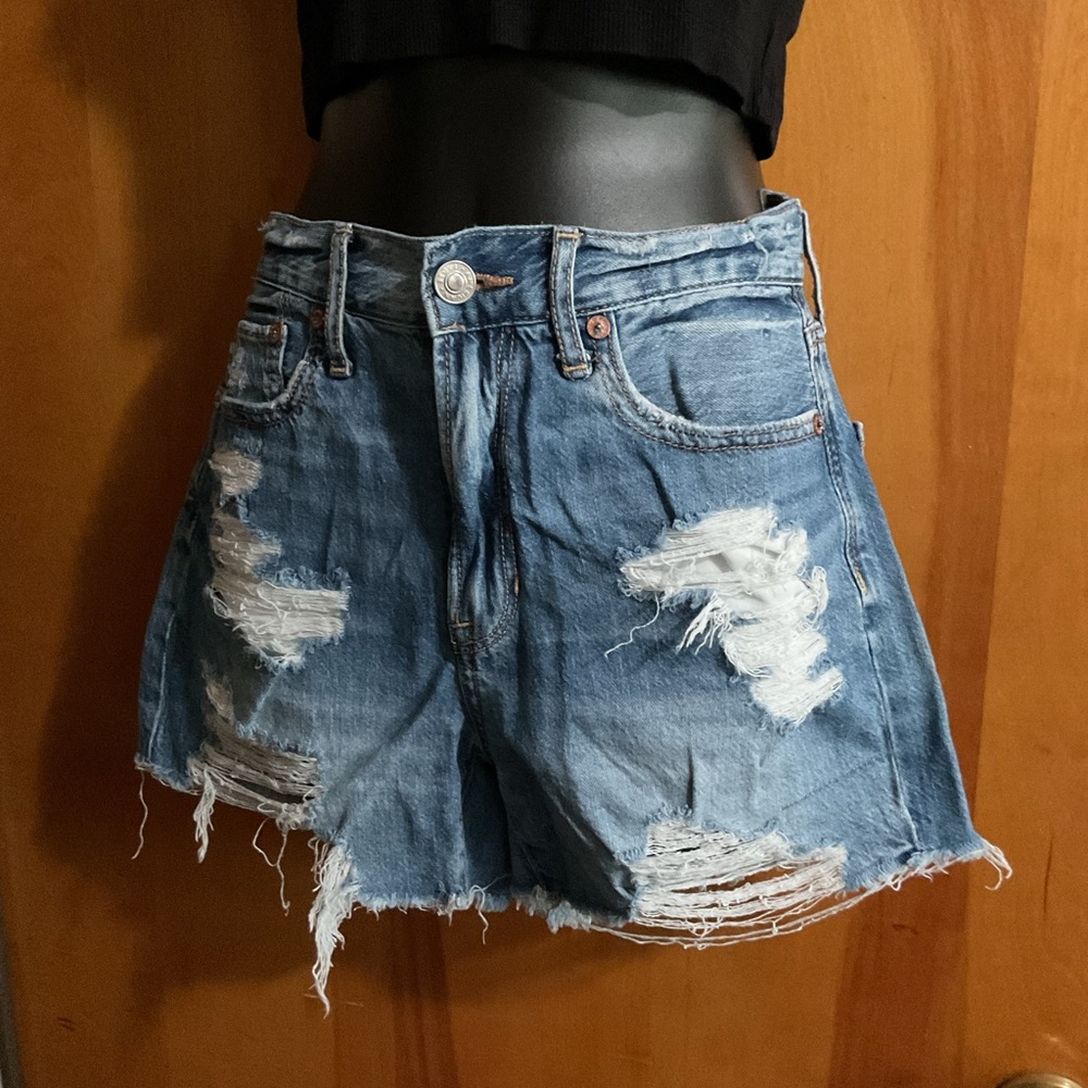 Distressed Blue Denim Women's Shorts